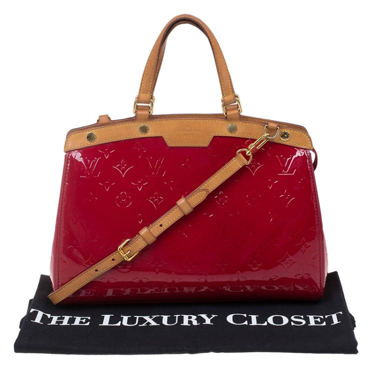 Pre Owned Louis Vuitton Rouge Grenadine Monogram Vernis Brea MM Bag