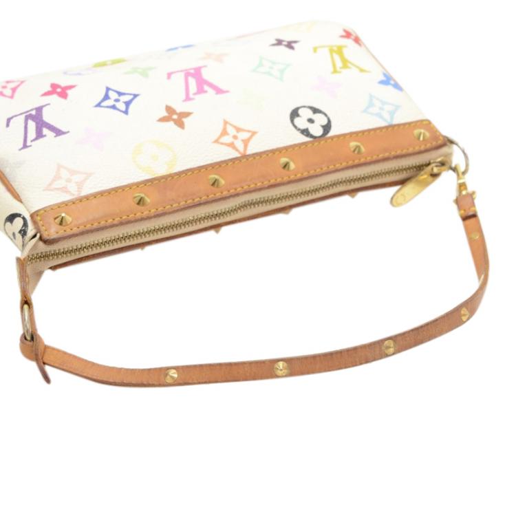 Louis Vuitton Rare White Multicolor Pochette Accessories Wristlet