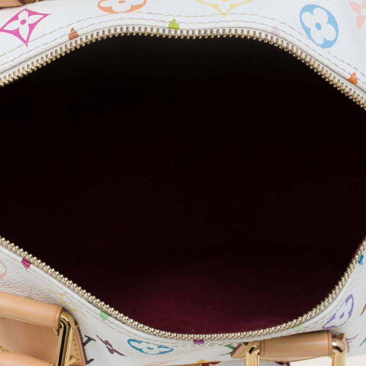 Pre Owned Louis Vuitton White Multicolor Monogram Canvas Speedy 30