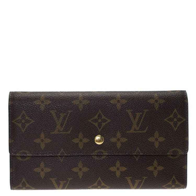 Louis Vuitton Dark Brown Coated Canvas Monogram Fold Over Flap Wallets