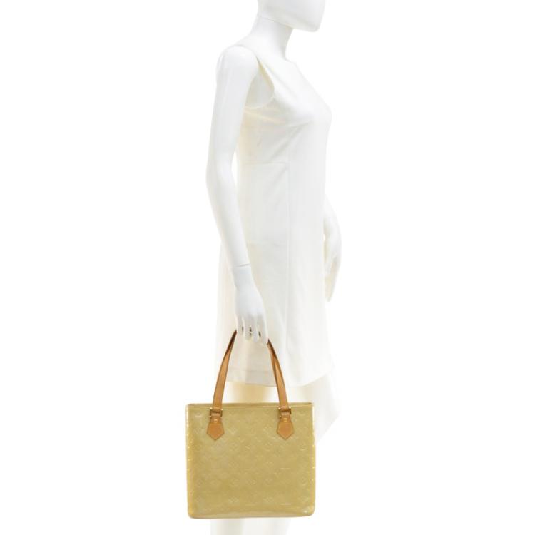 Pre Owned Louis Vuitton Noisette Monogram Vernis Houston Bag