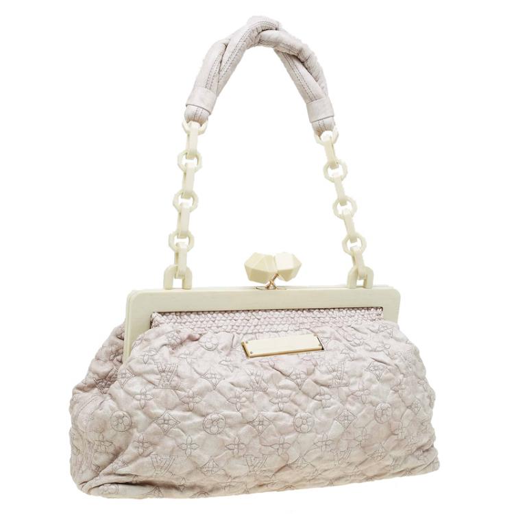 Pre Owned Louis Vuitton Ecru Monogram Leather Limited Edition Olympe Nimbus Cirrus Bag