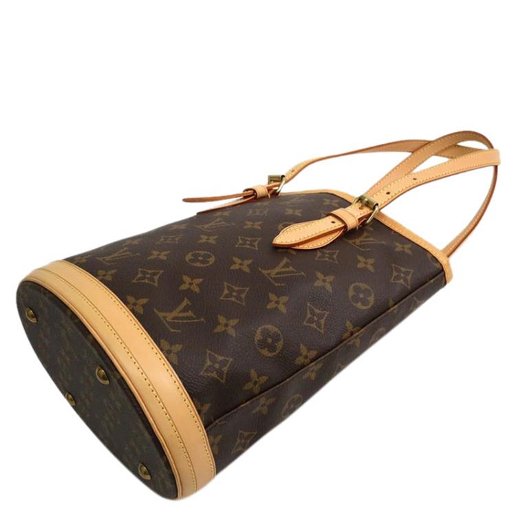 Pre Owned Louis Vuitton Monogram Canvas Petit Bucket Bag with Accessory Pouch