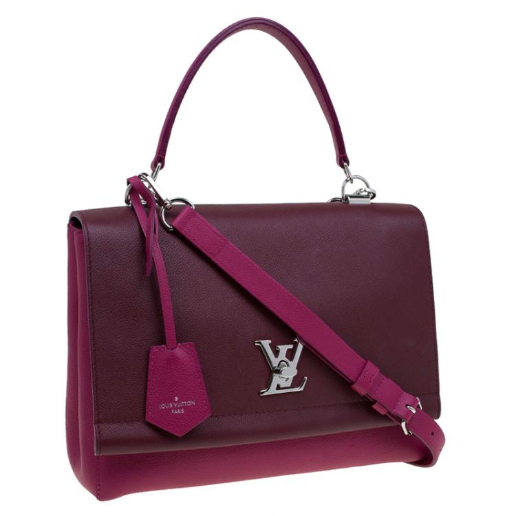 Pre Owned Louis Vuitton Burgundy/Red Leather Lockme II Bag