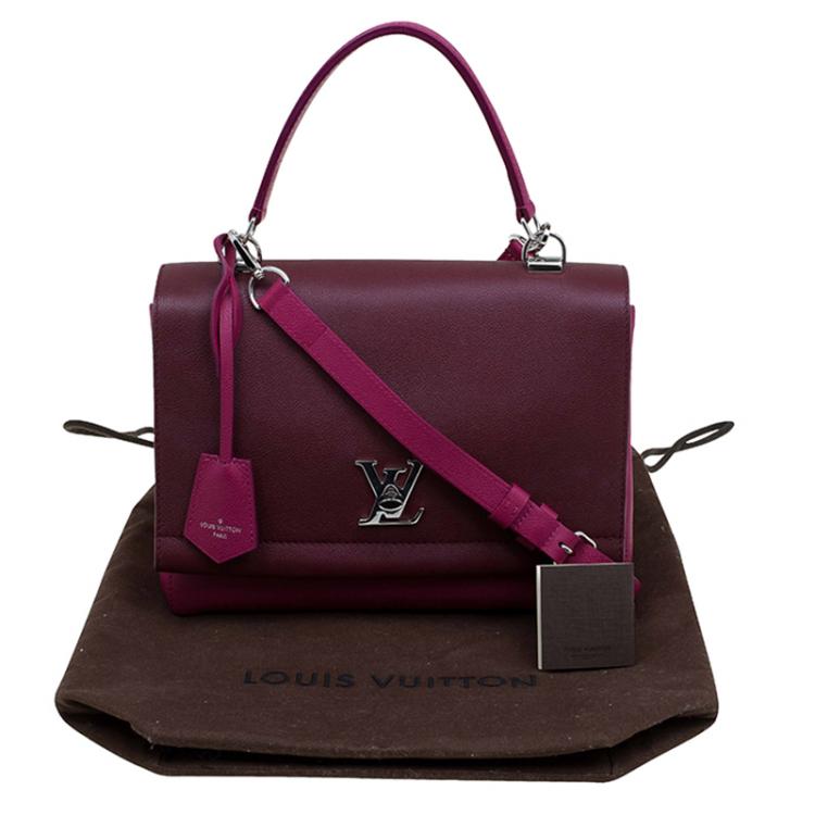 Pre Owned Louis Vuitton Burgundy/Red Leather Lockme II Bag