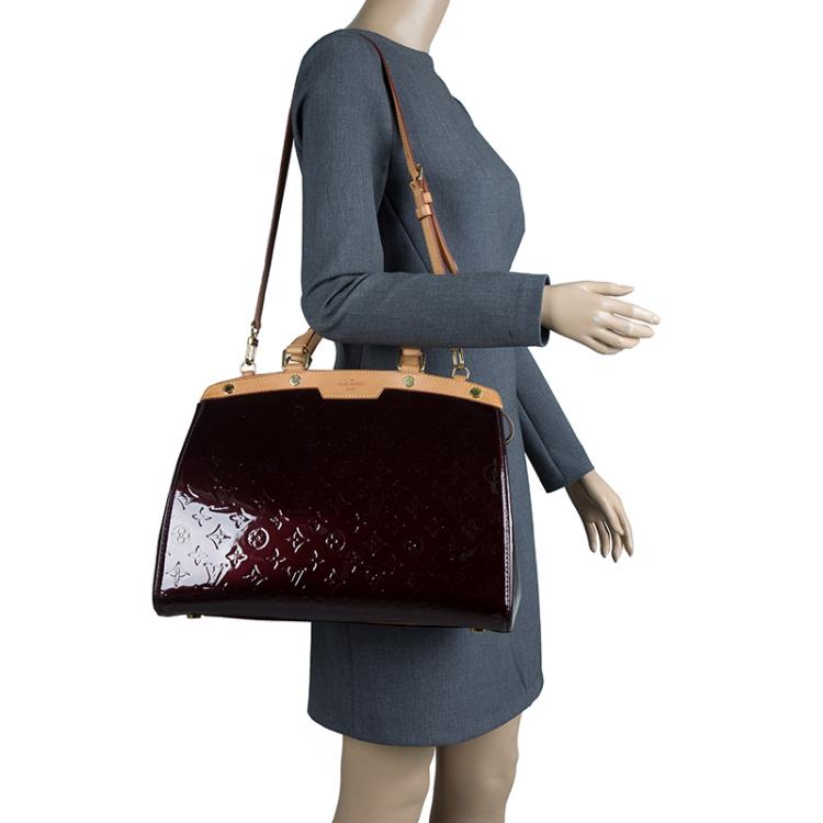 Pre Owned Louis Vuitton Amarante Monogram Vernis Brea GM Bag