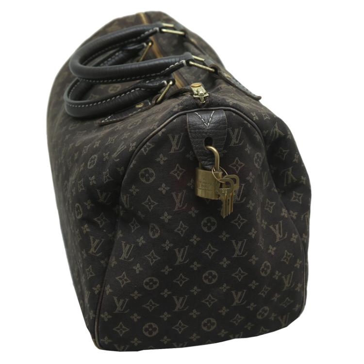 Pre Owned Louis Vuitton Ebene Monogram Mini Lin Speedy 30
