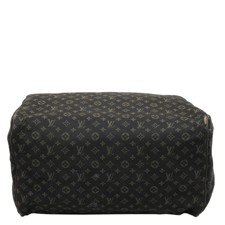 Pre Owned Louis Vuitton Ebene Monogram Mini Lin Speedy 30