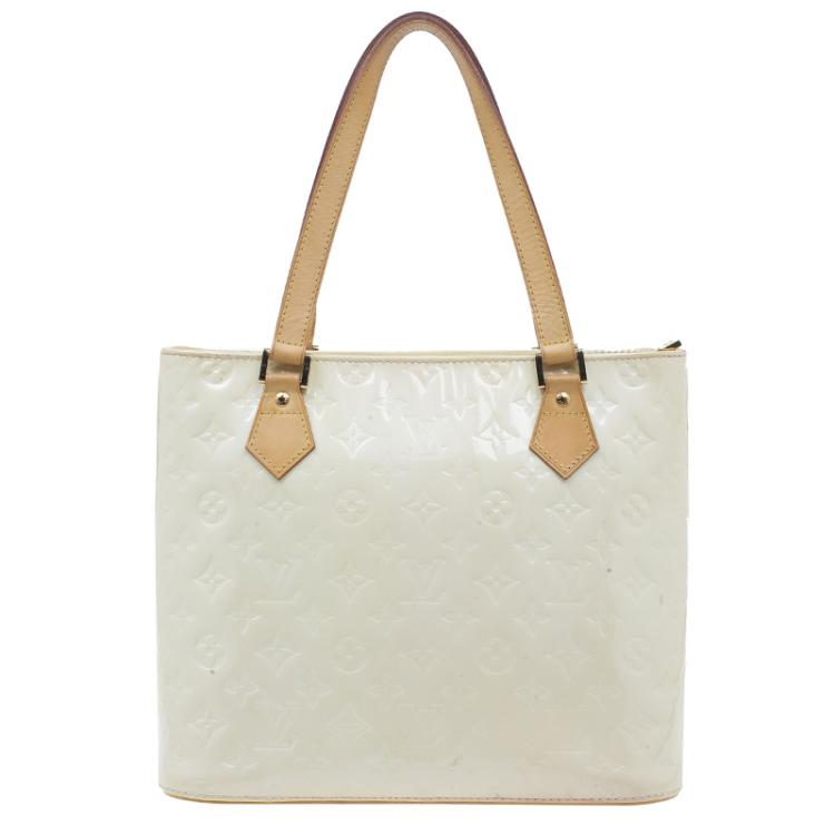 Pre Owned Louis Vuitton Ivory Vernis Leather Houston Bag