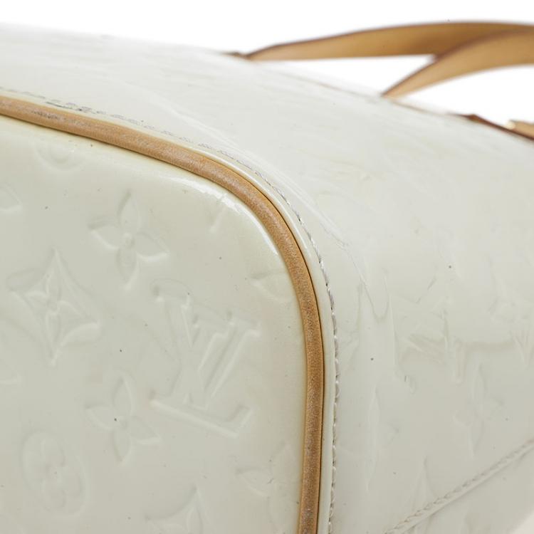 Pre Owned Louis Vuitton Ivory Vernis Leather Houston Bag