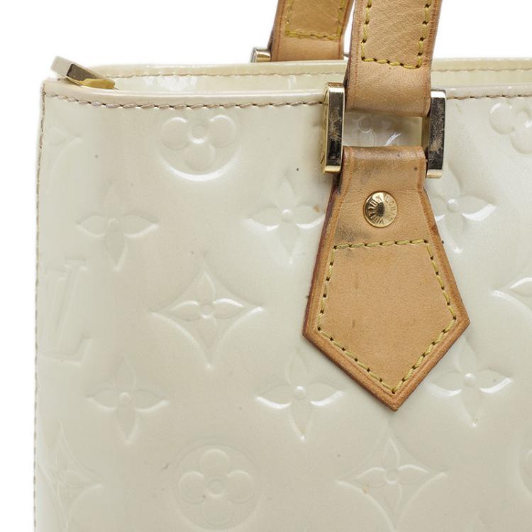 Pre Owned Louis Vuitton Ivory Vernis Leather Houston Bag