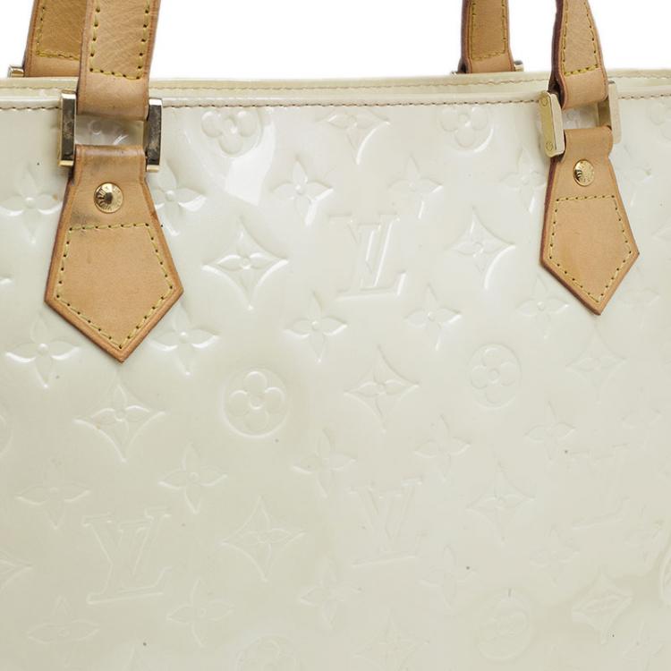 Pre Owned Louis Vuitton Ivory Vernis Leather Houston Bag