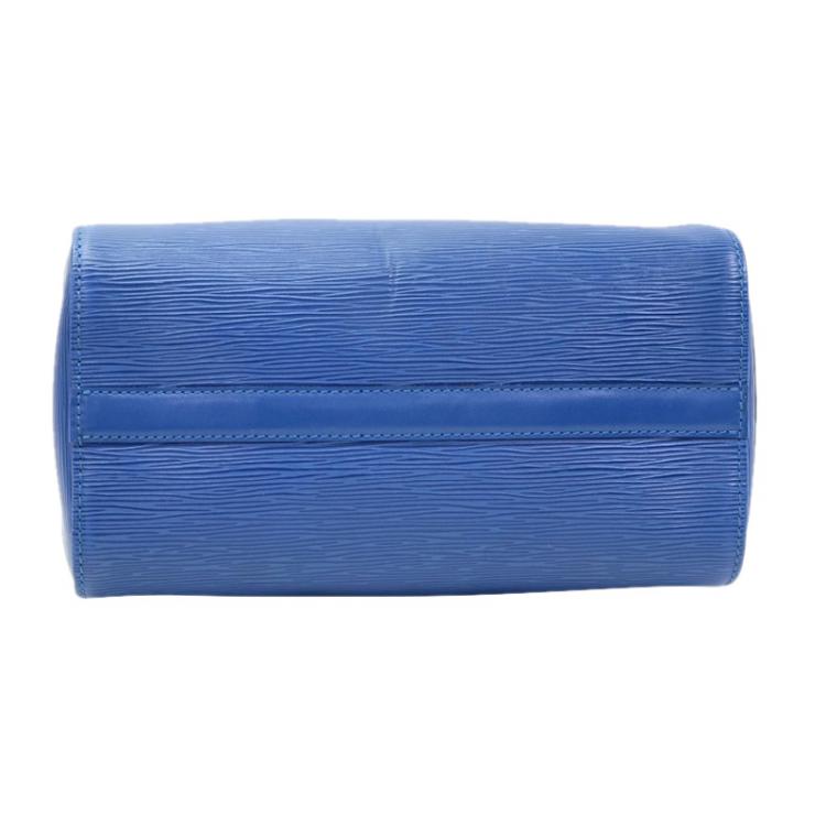 Pre Owned Louis Vuitton Toledo Blue Epi Leather Speedy 25 Bag