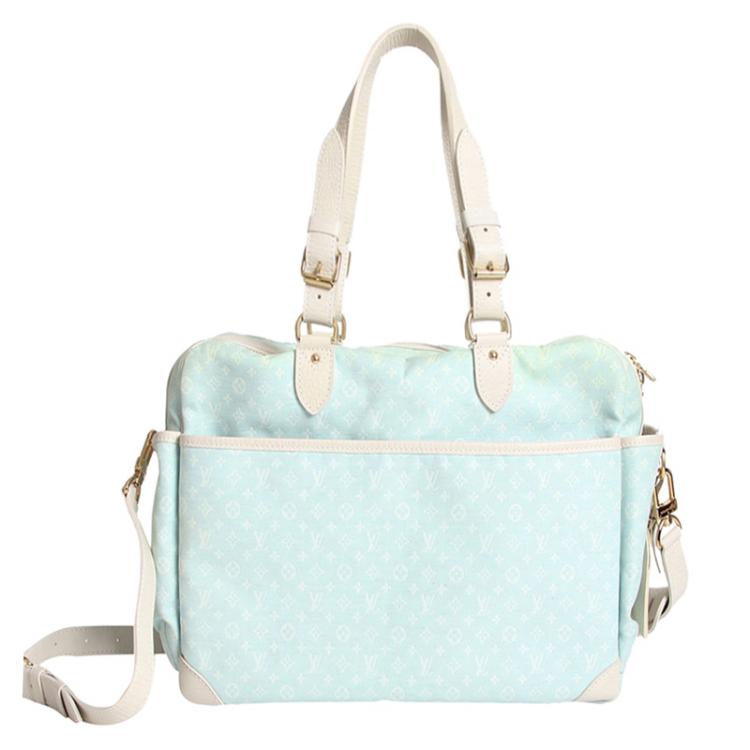 Pre Owned Louis Vuitton Light Blue Monogram Mini Lin Diaper Bag