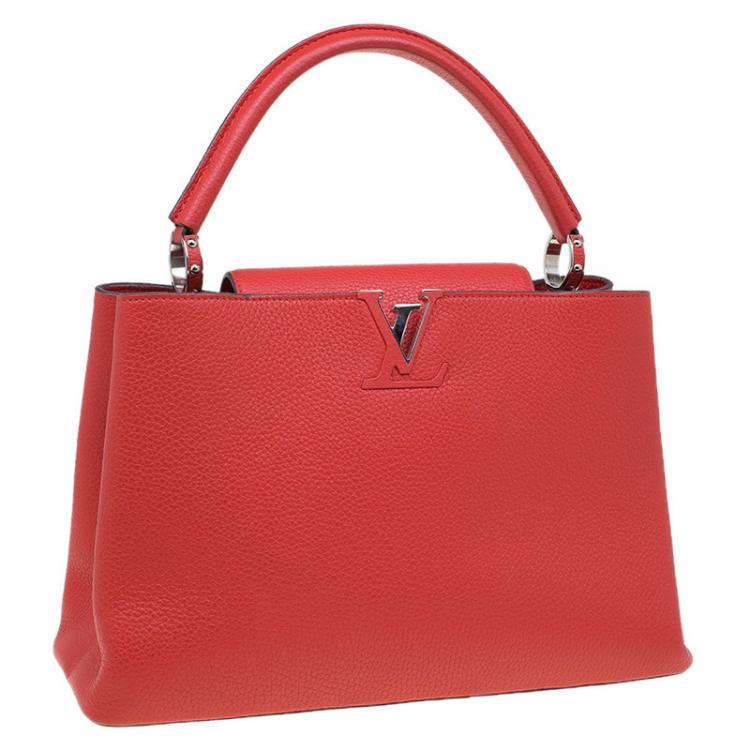 Pre Owned Louis Vuitton Red Taurillon Leather Capucines MM Bag