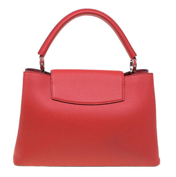 Pre Owned Louis Vuitton Red Taurillon Leather Capucines MM Bag