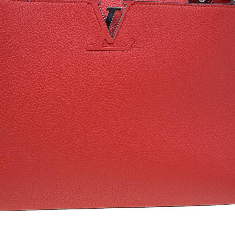 Pre Owned Louis Vuitton Red Taurillon Leather Capucines MM Bag