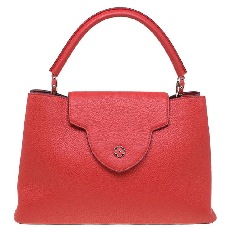 Pre Owned Louis Vuitton Red Taurillon Leather Capucines MM Bag