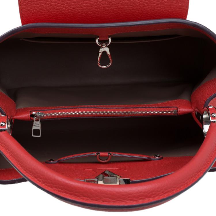 Pre Owned Louis Vuitton Red Taurillon Leather Capucines MM Bag
