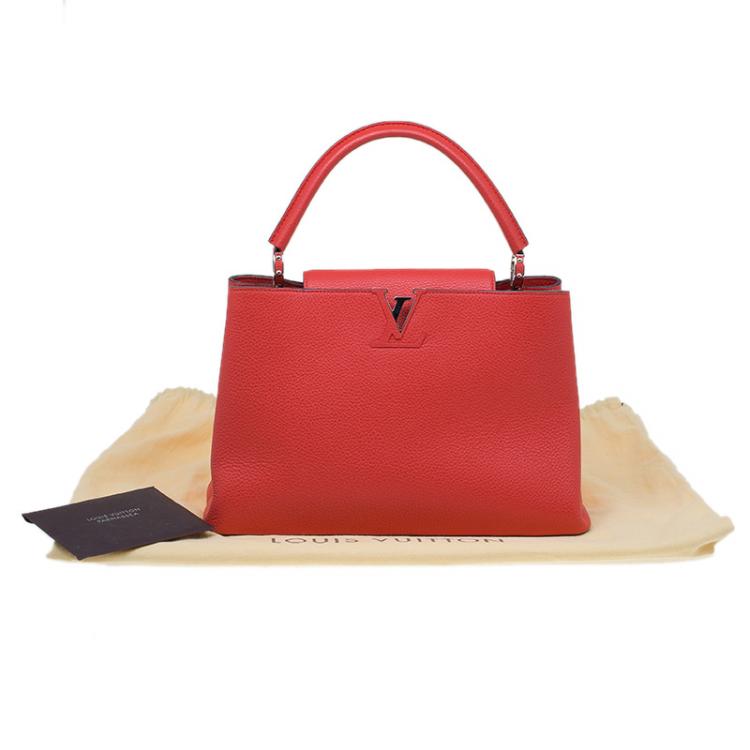Pre Owned Louis Vuitton Red Taurillon Leather Capucines MM Bag