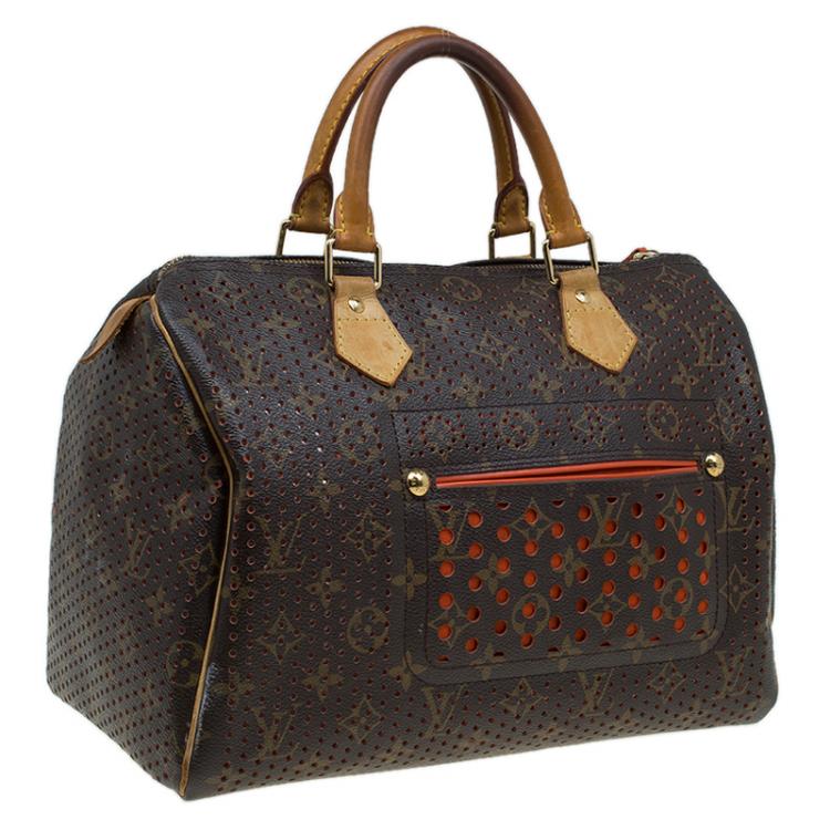 مملوكة مسبقًا Louis Vuitton Orange Monogram Perforated Canvas Limited Edition Speedy 30 Bag