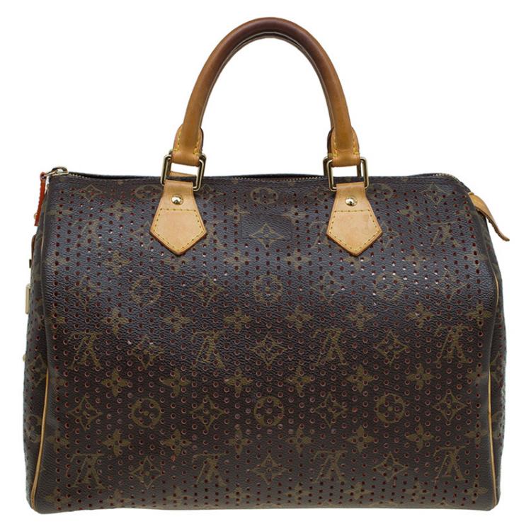 مملوكة مسبقًا Louis Vuitton Orange Monogram Perforated Canvas Limited Edition Speedy 30 Bag