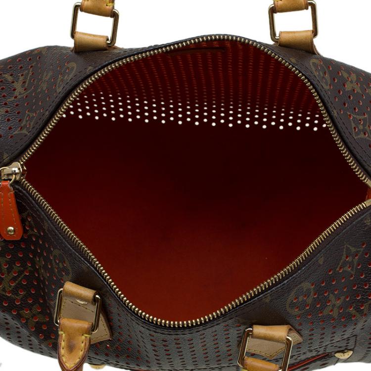 مملوكة مسبقًا Louis Vuitton Orange Monogram Perforated Canvas Limited Edition Speedy 30 Bag