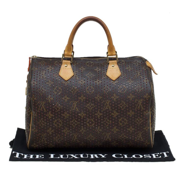 مملوكة مسبقًا Louis Vuitton Orange Monogram Perforated Canvas Limited Edition Speedy 30 Bag