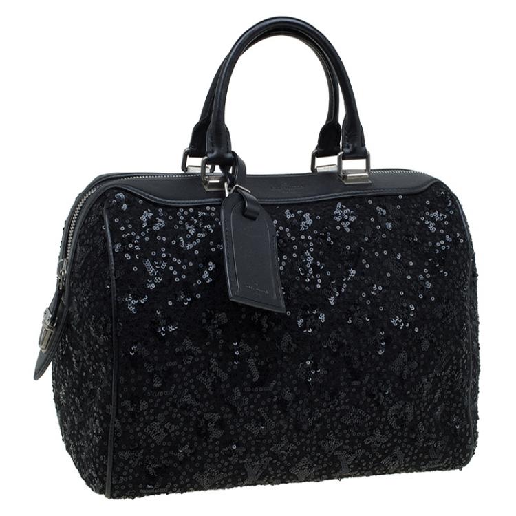 Pre Owned Louis Vuitton Black Sequin Monogram Sunshine Express Speedy 30 Bag