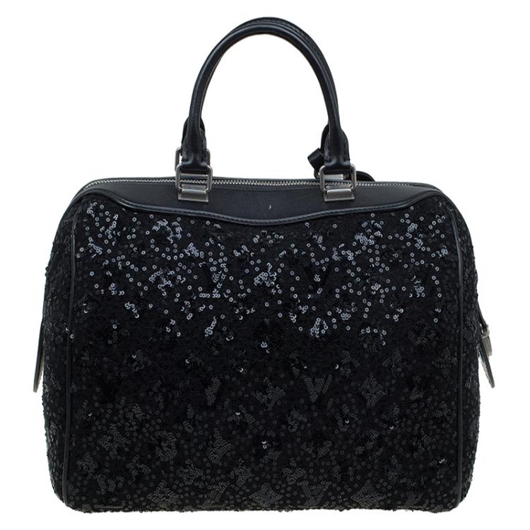 Pre Owned Louis Vuitton Black Sequin Monogram Sunshine Express Speedy 30 Bag