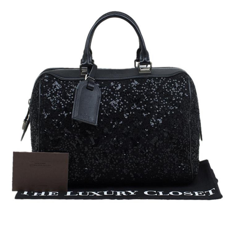Pre Owned Louis Vuitton Black Sequin Monogram Sunshine Express Speedy 30 Bag