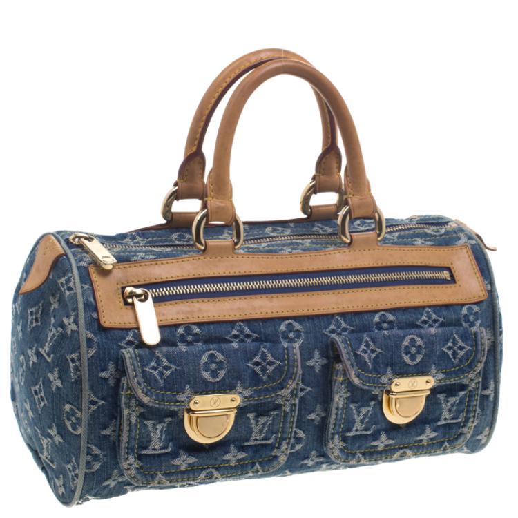 Pre Owned Louis Vuitton Blue Monogram Denim Neo Speedy Bag