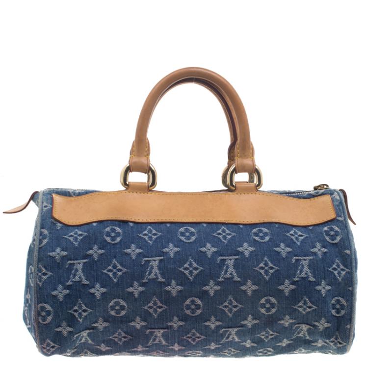 Pre Owned Louis Vuitton Blue Monogram Denim Neo Speedy Bag
