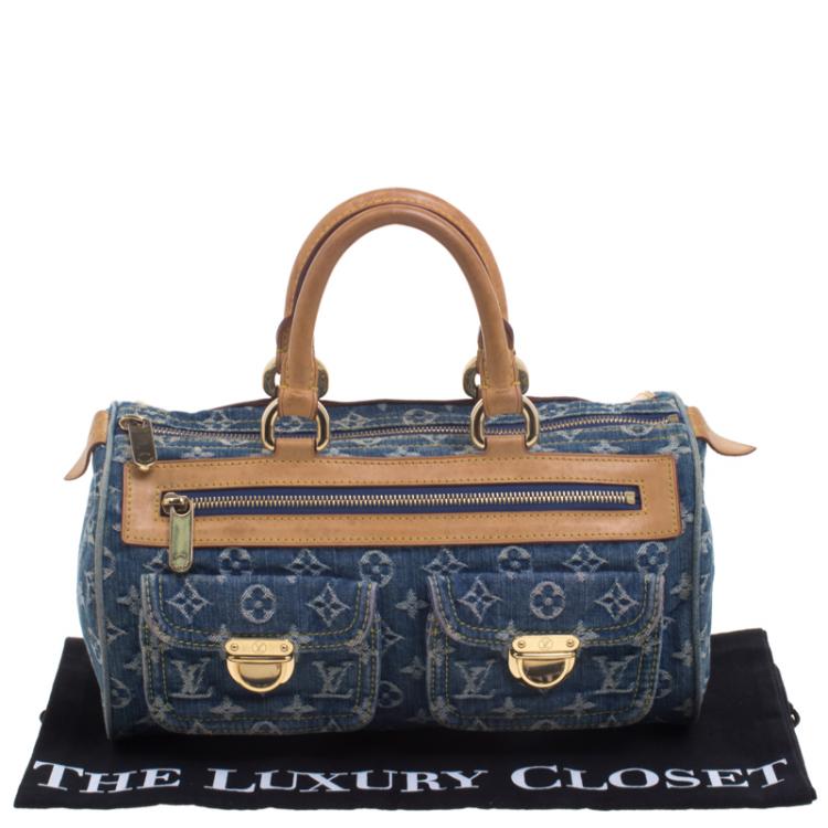 Pre Owned Louis Vuitton Blue Monogram Denim Neo Speedy Bag