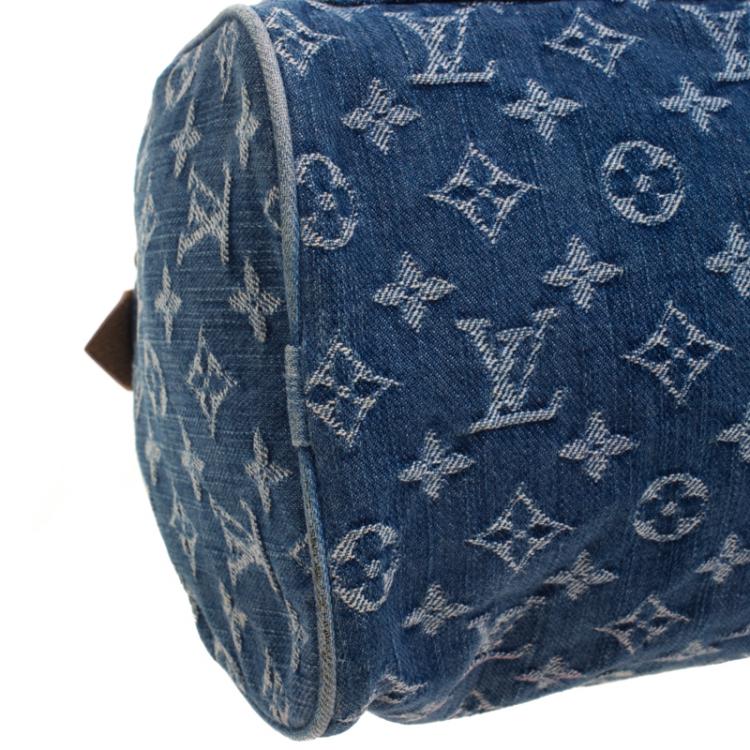 Pre Owned Louis Vuitton Blue Monogram Denim Neo Speedy Bag