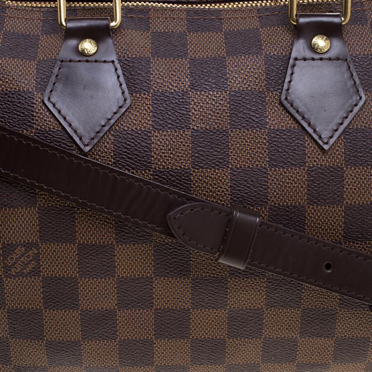 Pre Owned Louis Vuitton Damier Ebene Monogram Canvas Speedy 25 Bandouliere