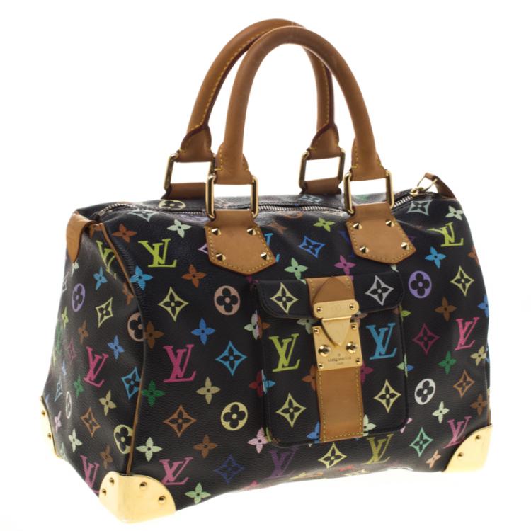 Pre Owned Louis Vuitton Black Multicolored Monogram Canvas Speedy 30