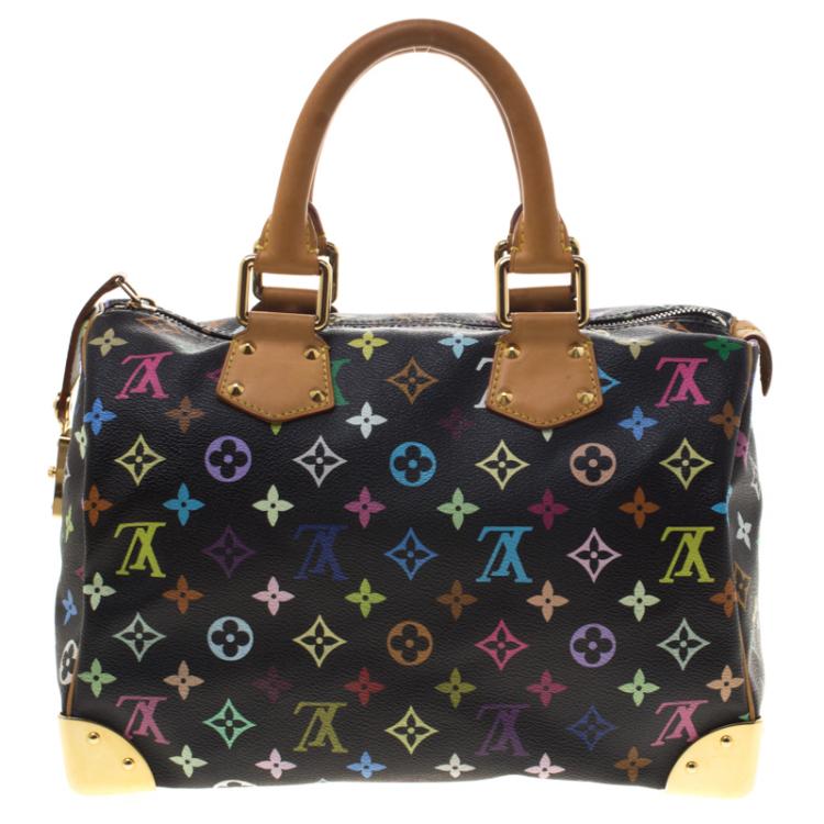 Pre Owned Louis Vuitton Black Multicolored Monogram Canvas Speedy 30
