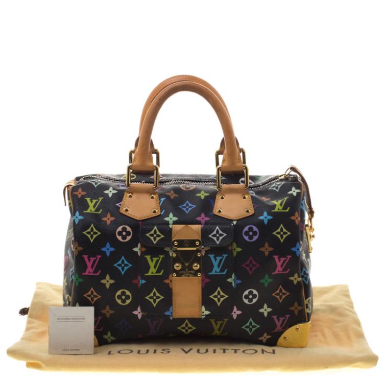 Pre Owned Louis Vuitton Black Multicolored Monogram Canvas Speedy 30
