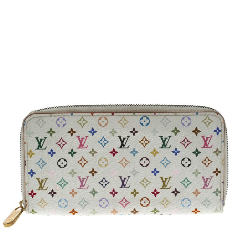 Louis Vuitton White Monogram Multicolor Zippy Wallet Zip Around