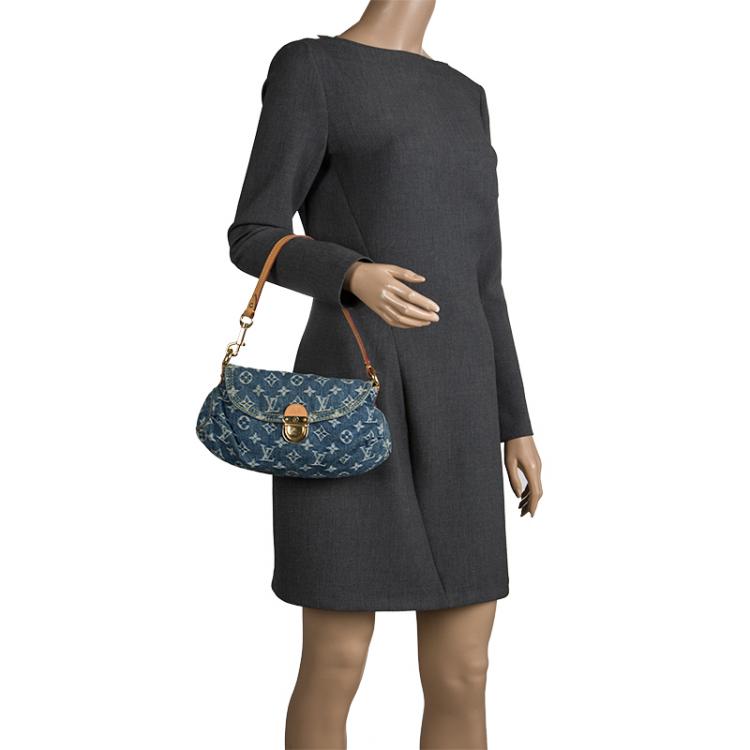 Louis Vuitton Pleaty Shoulder Bag Small Blue Denim