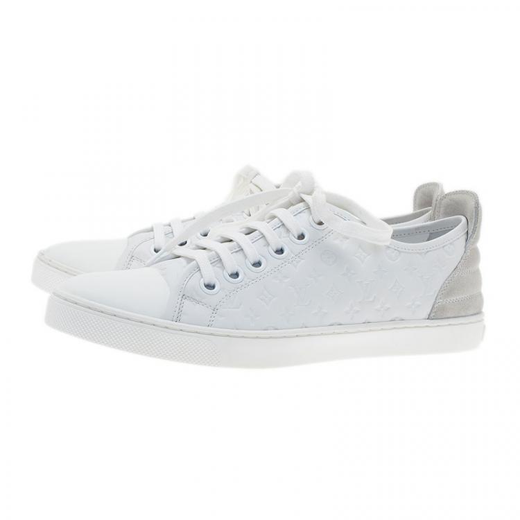 Pre Owned Louis Vuitton White Leather and Suede Punchy Sneakers Size 37.5