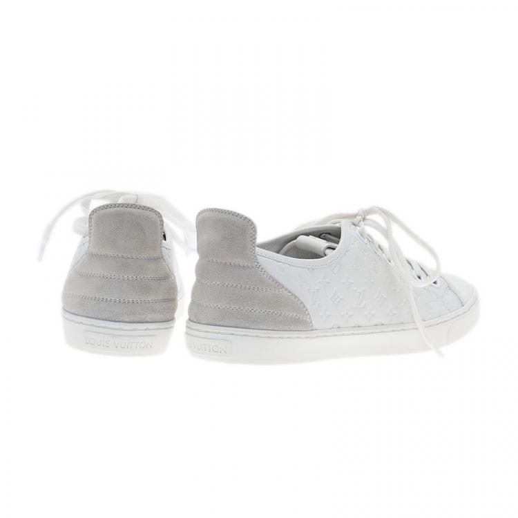 Pre Owned Louis Vuitton White Leather and Suede Punchy Sneakers Size 37.5