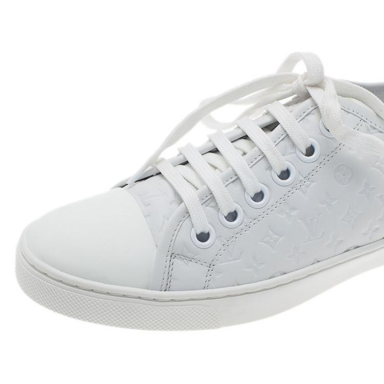 Pre Owned Louis Vuitton White Leather and Suede Punchy Sneakers Size 37.5