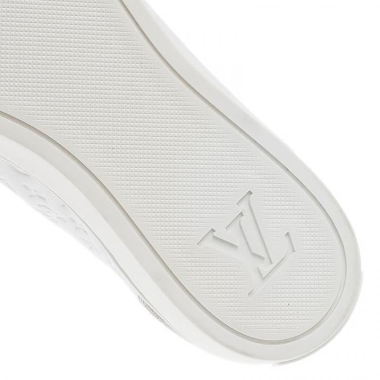 Pre Owned Louis Vuitton White Leather and Suede Punchy Sneakers Size 37.5