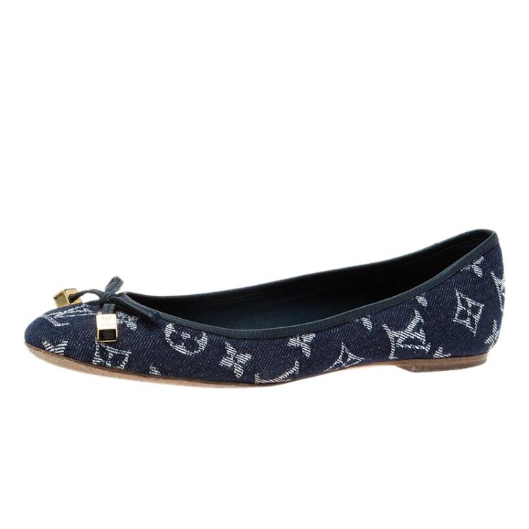 Louis Vuitton Navy Blue Monogram Denim Ballet Flats Size 37 Louis