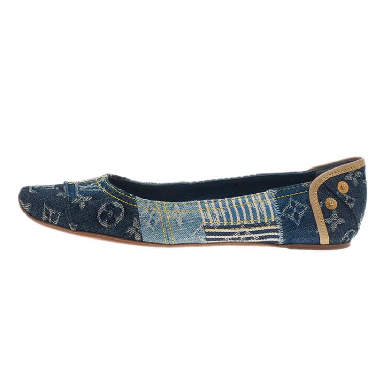 Louis Vuitton Blue Monogram Denim Ballet Flats Size 38.5