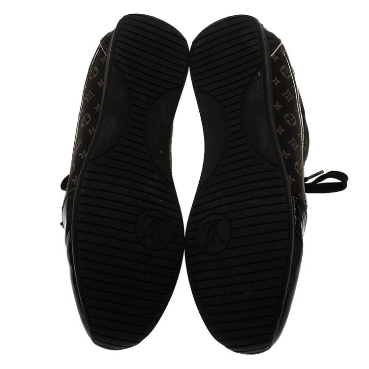 مملوكة مسبقًا Louis Vuitton Brown Mini Lin Monogram and Patent Lace Up Sneakers Size 40