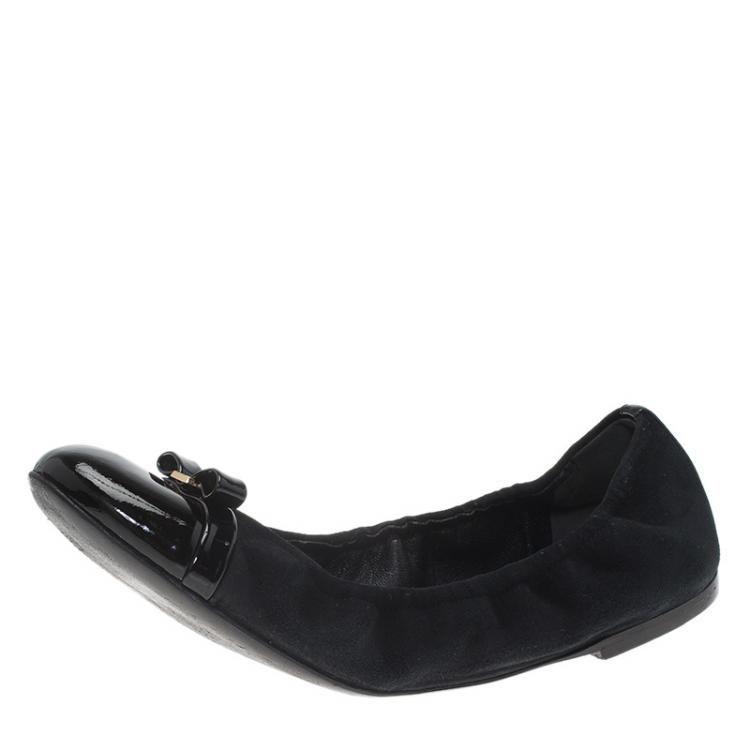 Louis Vuitton Black Patent Leather Oxford Ballet Flats Size 36.5