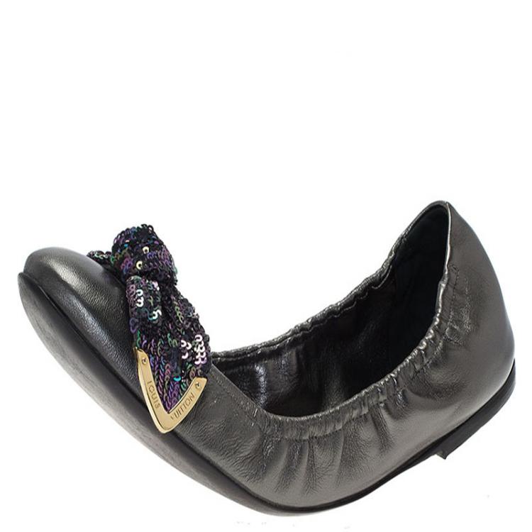 Louis Vuitton Metallic outlets Sequin Bow Ballet Flats